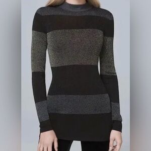 WHBM Black Gray Colorblock Sweater Fitted Size M